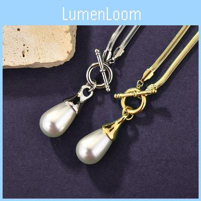 Elegant Geometric Long Necklace For Women Featuring Unique Water Drop Pearls And Stylish Metal Elements