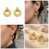18K Gold Plated Twisted Circle Stud Earrings - European & American Fashion, Stainless Steel Whirlwind Design