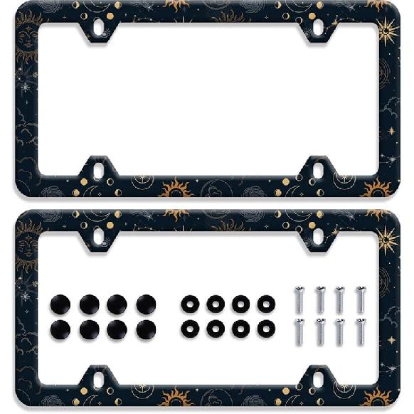 Colorful Flowers License Plate Frame Colorful Wildflower Floral License Plate Frames Stainless Steel Accessories Cars Decor With 4 Holes And Screws