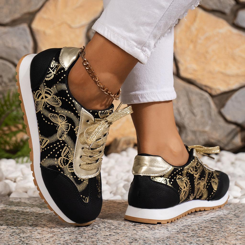 Fashion 2025 Fashion Big Size Autumn New Butterfly Cross-border for Round Head Comfortable Flat Sports Single Shoes Women