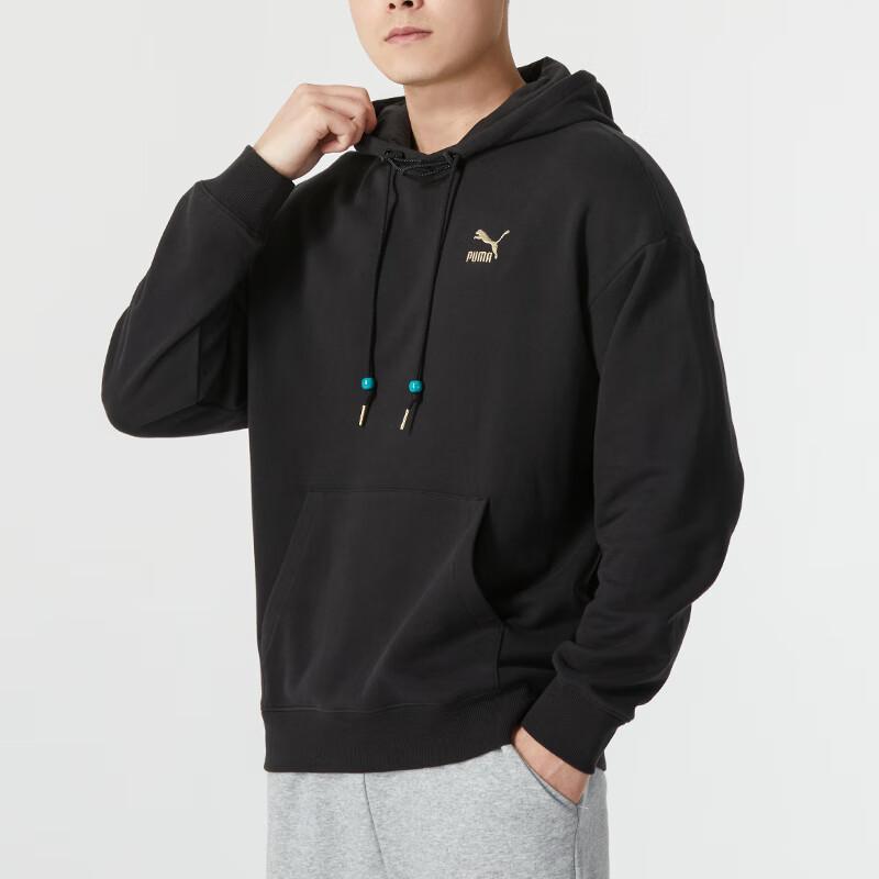 PUMA Unisex Black Gold Logo Hoodie 625833-01