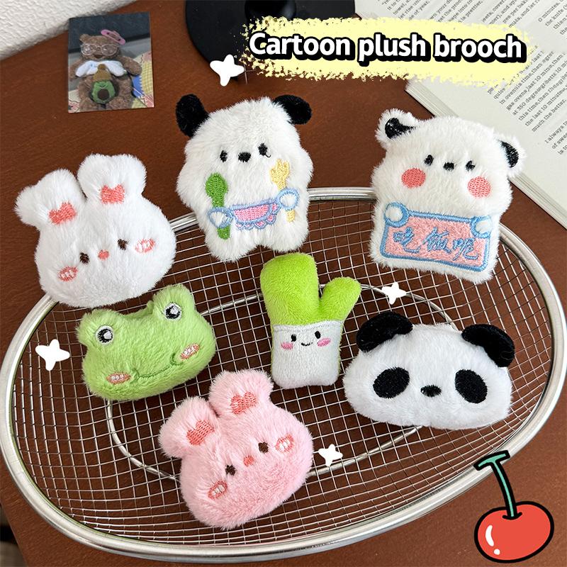 Cartoon Animals Plush Brooch Cute Coat Sweater Scarf Badges Kawaii Pins Creative Backpack Decoration Children Gifts