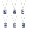 World Rectangle Pendant Necklace Sun Lovers Chain Trendy Enamel Moon Chain Choker  Daily