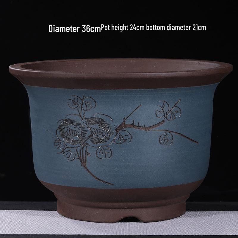 2021 Extra Large Purple Clay Tall Cylinder Ceramic Flower Pot