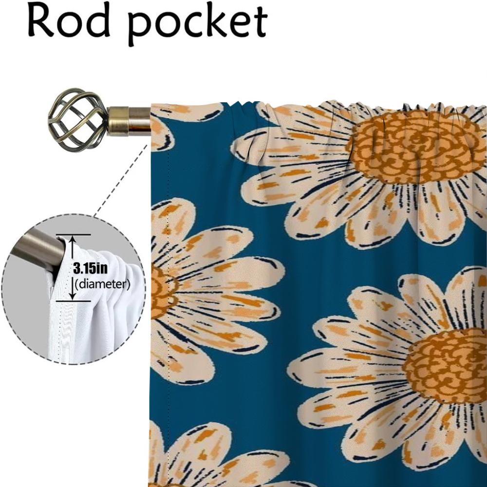 Cute Flowers Curtains for Bedroom Blackout Curtain for Room 2 Panel Halloween Decoration Partition Shades Home Interior Curtains