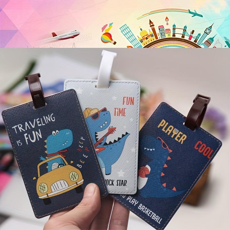 1pc Cartoon Dinosaur Luggage Tag – Cute Animal Travel Boarding Pass Holder, Luggage Check-in Tag