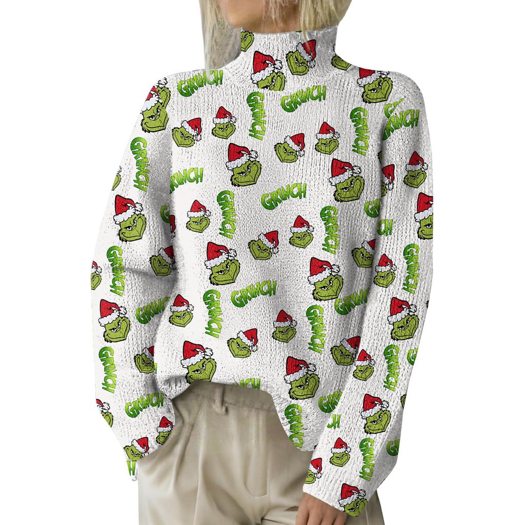 Julegensere for kvinner Strikkegenser Søt skjorte Høst Turtleneck Pullover Topper