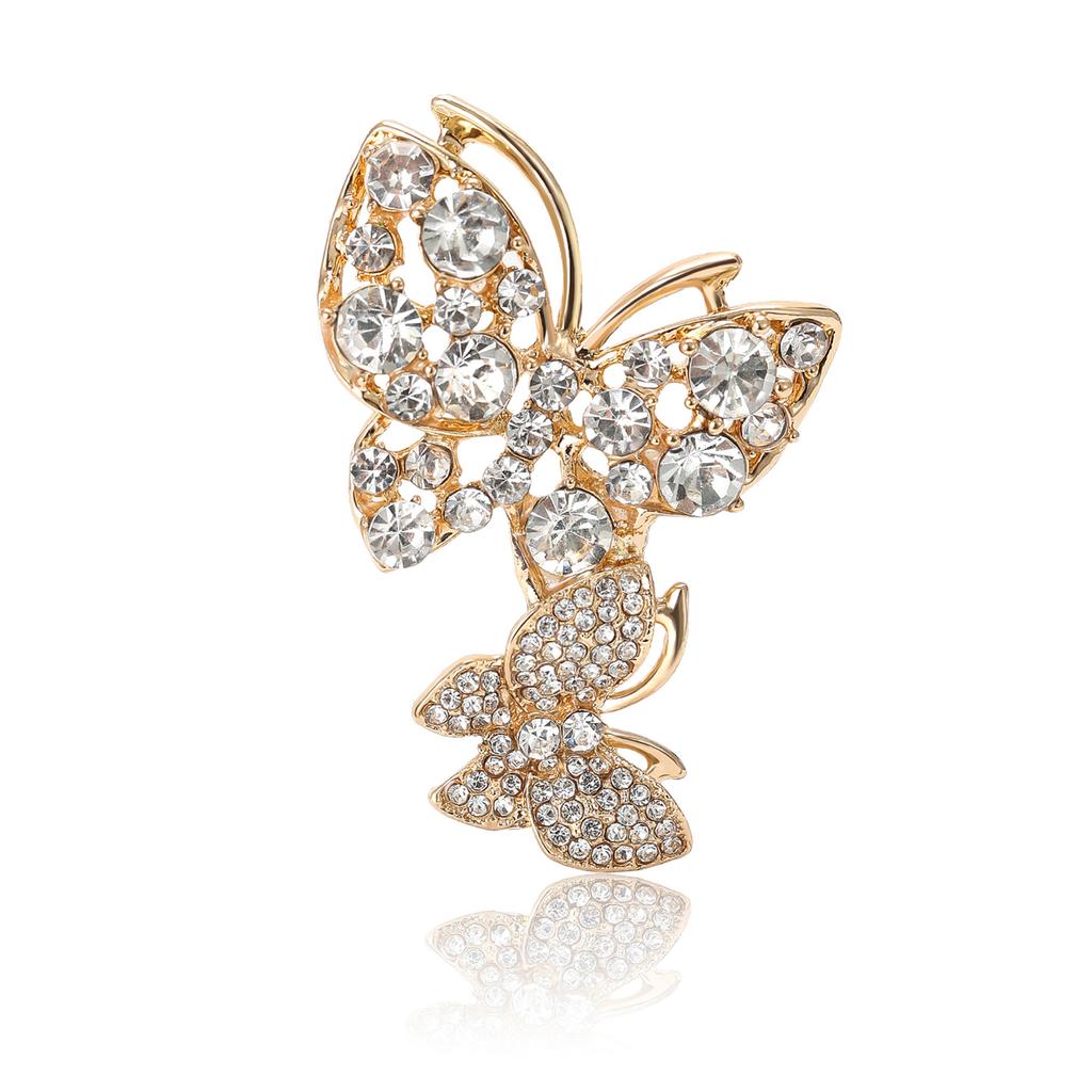 Fashion Alloy Rhinestone Butterfly Brooch Temperament Simple Women'S Suit Dress Corsage Jewelry Pin