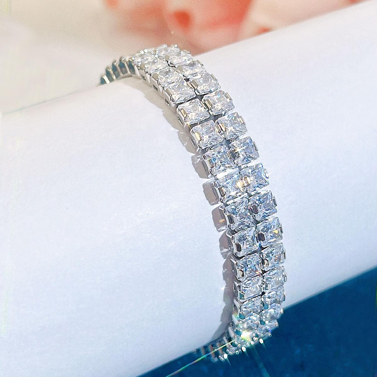 

Ювелирные изделия ручной работы высшего качества CMM, квадратный цирконий, серебристый, золотой, свадебный браслет, широкий браслет для женщин серебряный