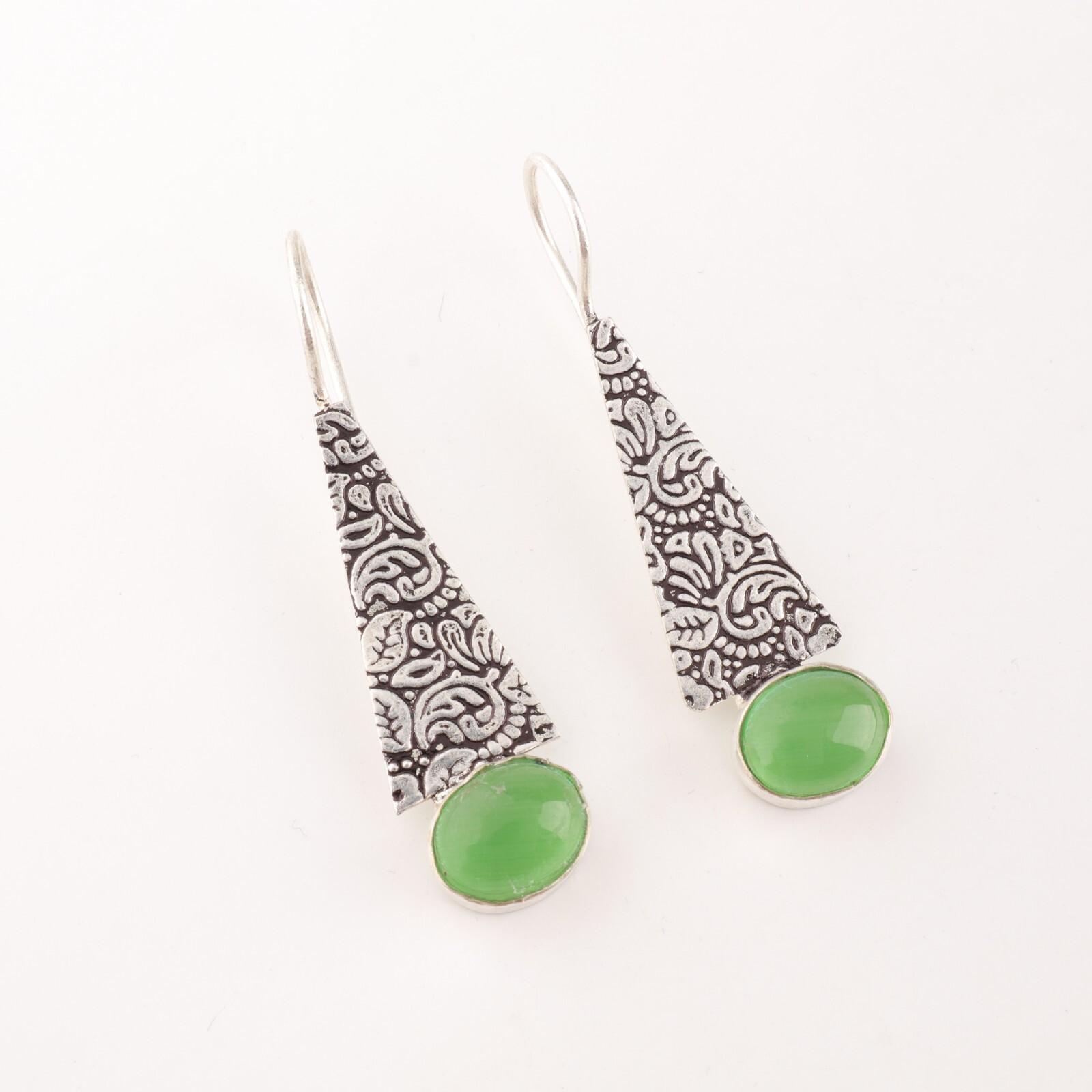 

Натуральный зеленый камень кошачий глаз , ювелирные изделия из серебра 925 пробы, ручная работа, серьги 1,9 EE-165-38