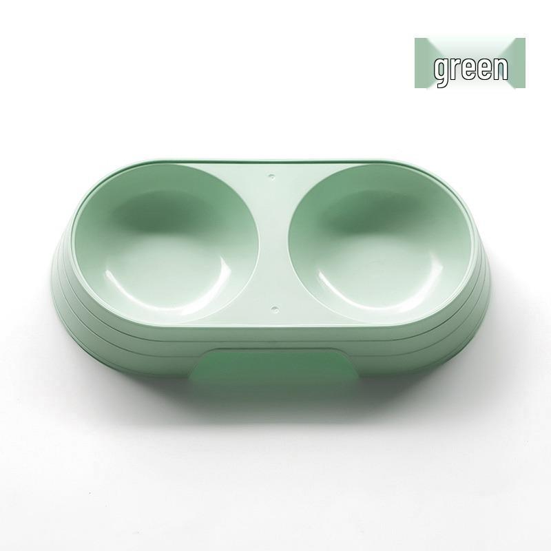 

Macaron Double Pet Bowl - Oval Plastic Cat Bowl, Small Size, Simple Style