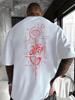 2026 New Creative Front and Rear Printed Pattern Round Neck Tshirt Pure Cotton Summer Trendy Fashion Short Sleeve Casual Top