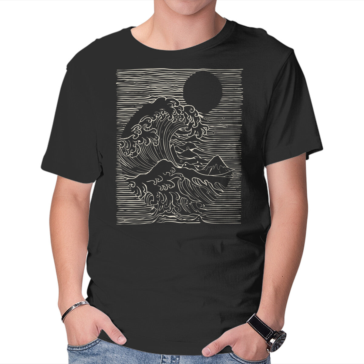 Unisex Crew Neck T-Shirt Kanagawa Division Graphic Short Sleeve Casual Tee XXXL