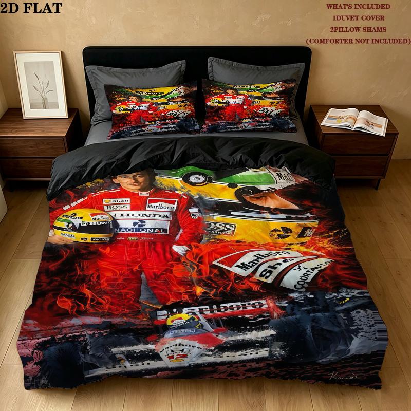 Ayrton Senna Bedding Quilt Set Quilt Cover Pillowcase Home Decoration Birthday Gift (1 * duvet cover + 2 * pillowcase, without core)