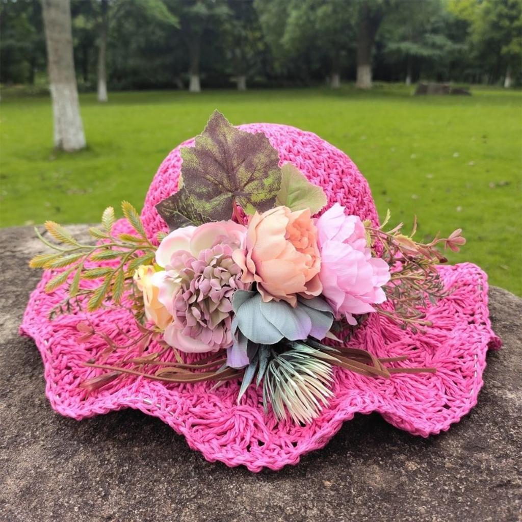 Western Hepburn Hat with Lolita Rose Breathable Audrey Style All-match Vintage Hat Lolita Peony Photo Props Headgear