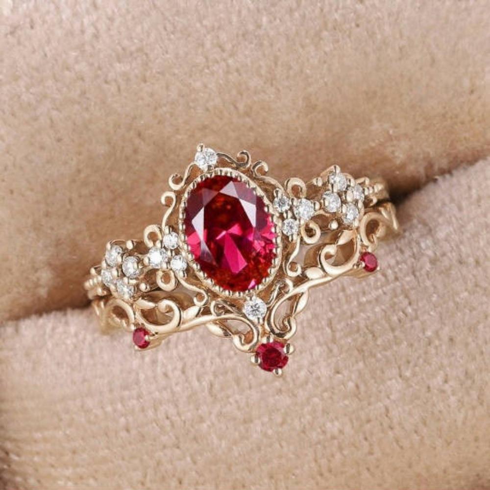 Luxuriöser Neuer Ins Damenring, Rhombus Spitze Retro Hofstil Zirkonring