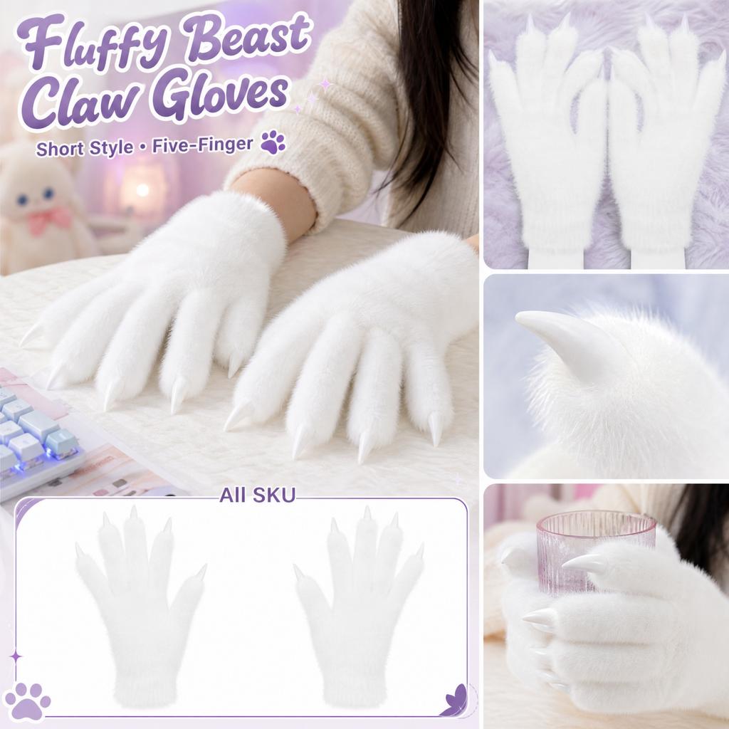 Short Gloves with Resin Nails for Halloween Costume
