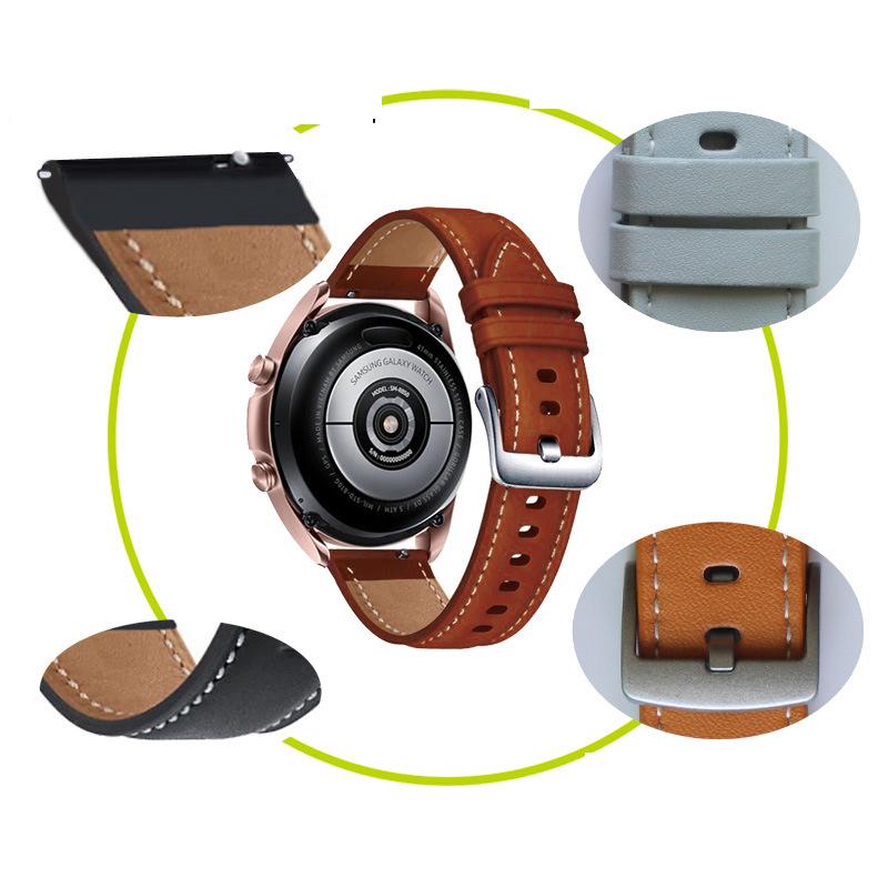 22mm Leather Strap For Samsung Galaxy Watch 46mm SM-R800 Watch 3 45mm SM-R840 Gear S3 SM-R760 SM-R770 Band Bracelet Watchband