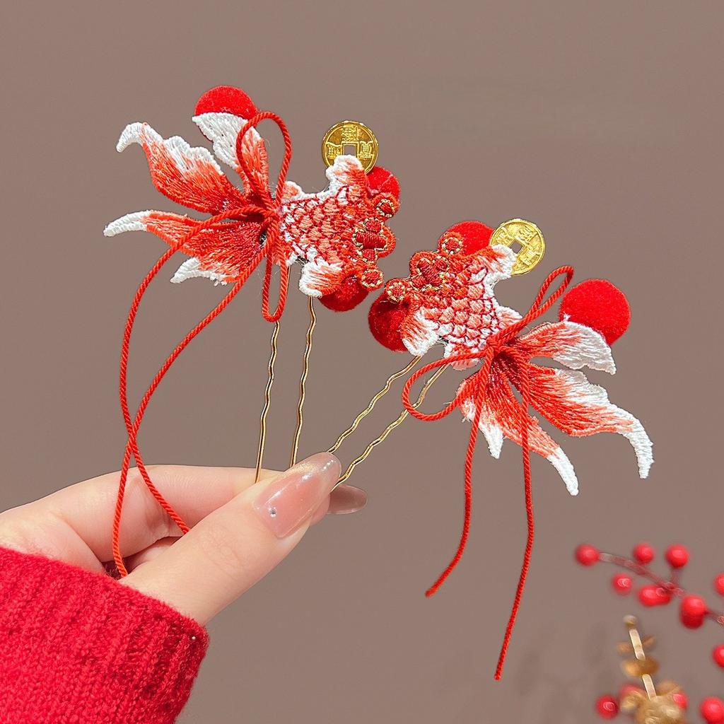 Chinese Style Goldfish Pendant Vintage Hair Sticks Ancient Style Hairpin Hair Fork Headwear Hanfu Headwear Chopstick Headdress