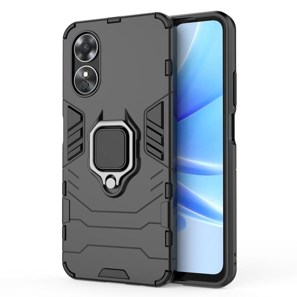 Case for Oppo A17, Kickstand Ring, Black