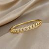 Luxury Sparkling Zircon Gold Plated Bracelet for Women Minimalist Hollow Geometry Round Bangle Bracelet Party Jewelry Gift