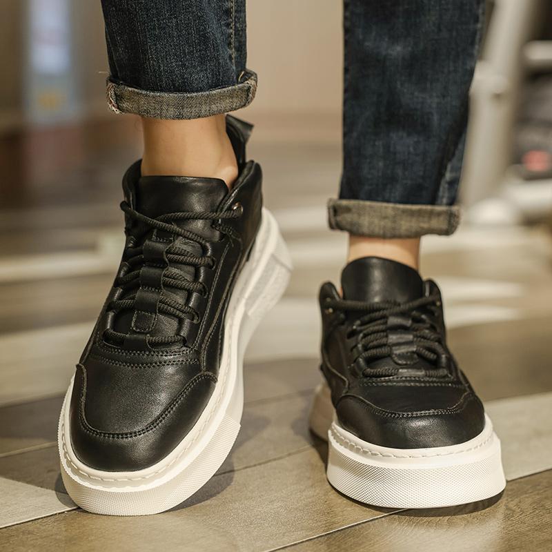 Fashion White men's thick sole board shoes Trendy minimalist design style Leisure Outdoor Fashion Party Daily youth casual shoes