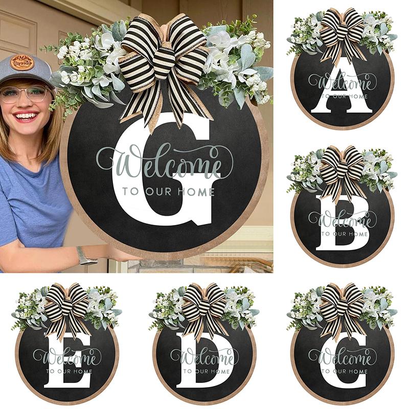 

Last Name Wreaths For Front Door Personalized Welcome Sign Wreath 26 Letter For Wall, Window, Porch Decor U