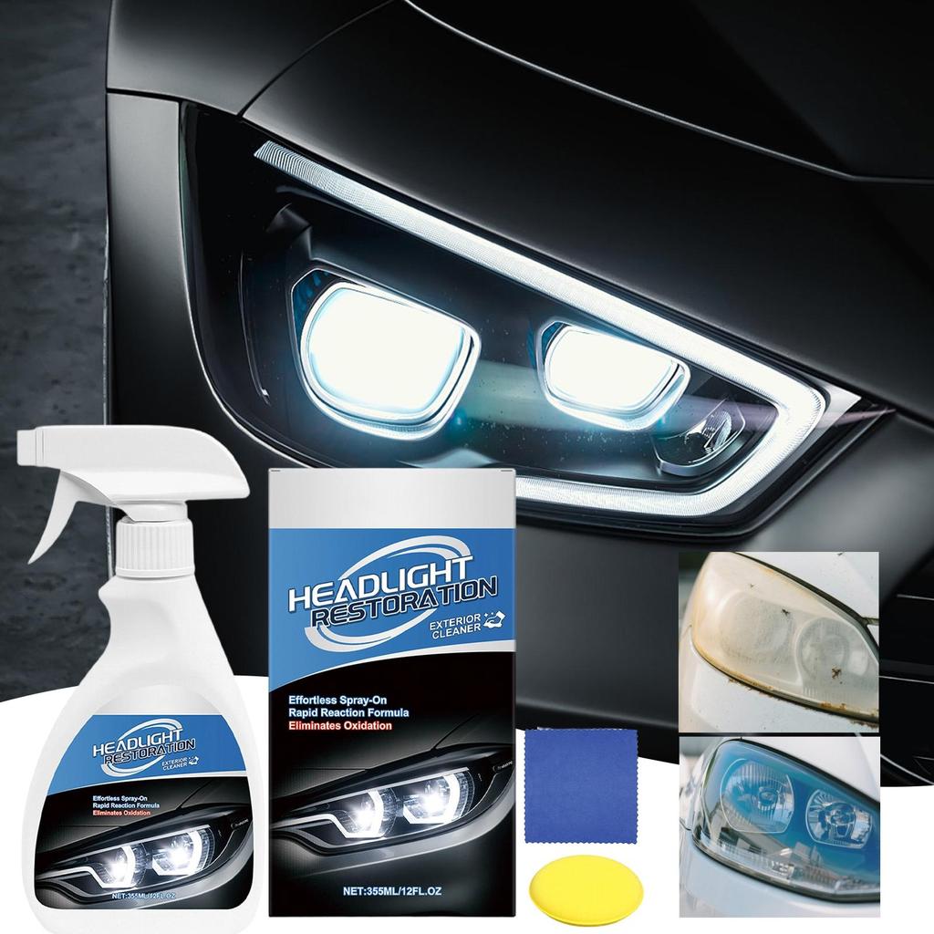 Automotive Headlamp Restoration Care Spray Kit Automobile Headlamp Lens Restorer Fluid Kit Surface Detailing Oxidation Cleaning
