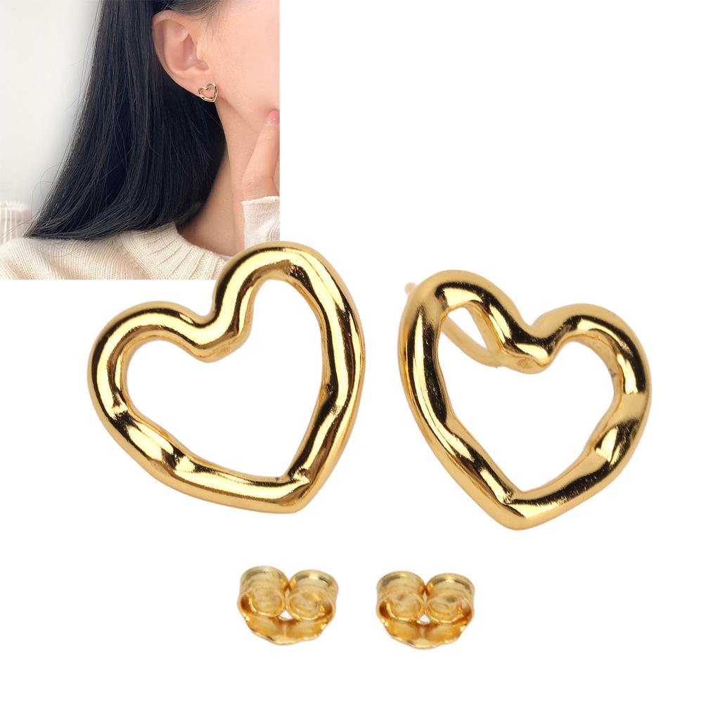 Ear Studs Hollow Heart Shape Exquisite Fashionable Versatile Stud Earrings for Daily Dating Work