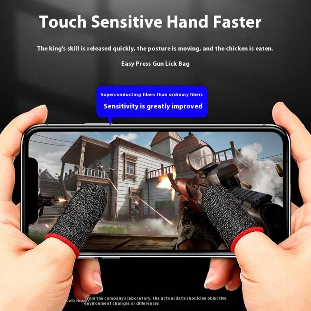 1Pair Gaming Finger Sleeves Anti-Slip Touchscreen Sweat-Resistant Ultra-Thin Carbon Fiber Finger Cover (24 Needles)