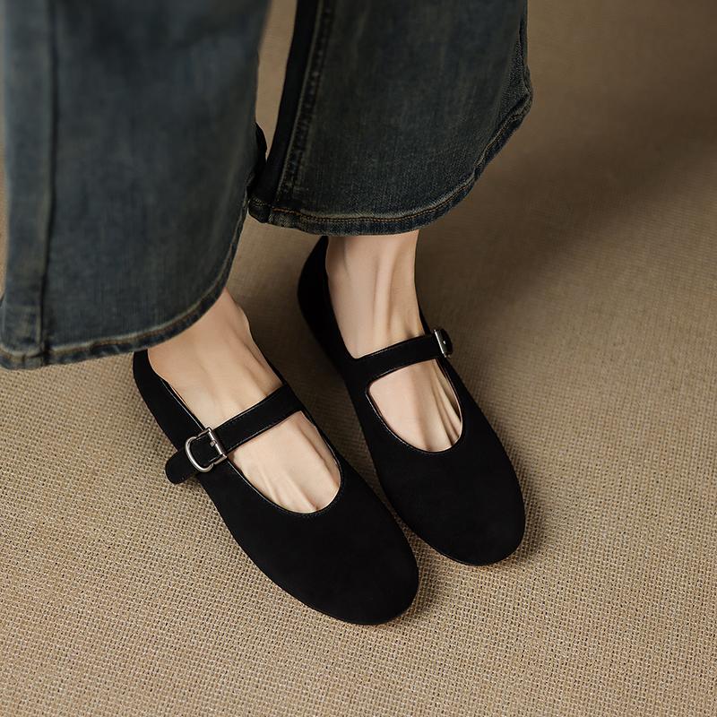 Fashion New Quality Women Horsehair Flats Mary Jane Buckles Spring Comfort Casual Shoes Woman Round Toe Loafers Daily Round Toe Flat