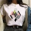 Casual Creative Triangle Graphic Womens T-Shirt Summer Loose Tees 90S Short Sleeve O-Neck Blouses Ladies White Y2K Tops Clothing