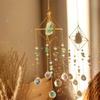 Crystal Wind Chime Star Moon Sun Catchers Windchimes Plated Colorful Beads Hanging Drop for Outdoor Indoor Garden Decor Craft