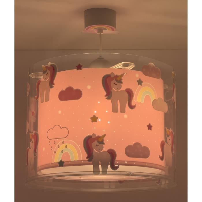 Suspension pour enfants - DALBER - Licornes - Rose - PVC - LED - 1 ampoule(s)