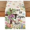 Artoid Mode Sheep Cross Eggs Easter Table Runner,Seasonal Spring Wild Flowers Kitchen Dining Table Decoration for Home Party Decor 13x72 Inch
