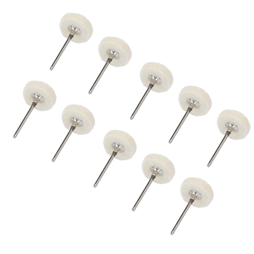 10pcs Dental Polishing Buffing Head Felt Wool Head Stainless Steel Mandrel Wheel Grinding Head