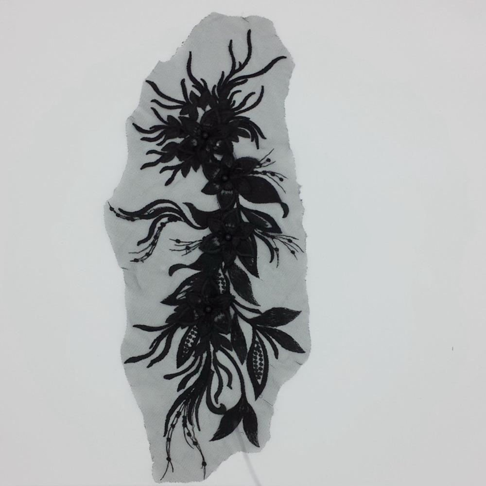 

3D Flower Sequined Embroidery Patches Colorful Sequins Patches Clothing Applique Dresses чорний