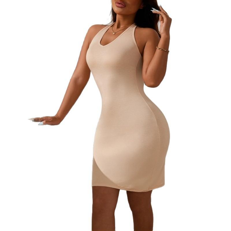 Solid Color Casual Dress, Body Sculpting Dress, Onesie, Suspenders, Women's Waist, Abdomen and Hips
