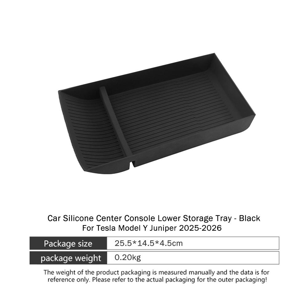 

For Tesla Model Y Juniper 2023-2026 Center Console Lower Hidden Storage Box Silicone Black Tray Tidying Car Interior Accessories
