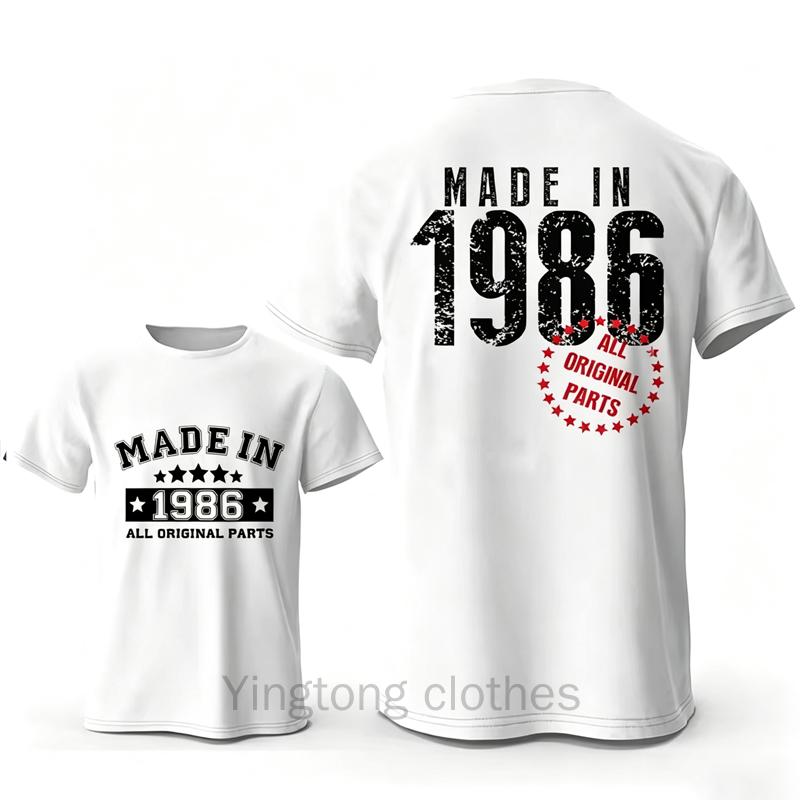 T-shirts Rétro pour Homme pour le 40ème Anniversaire: Fabriqué en 1986 Toutes les pièces d'origine Avant et 40 Édition Limitée Graphique Arrière T-shirts à Manches Courtes