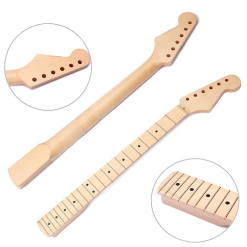 YUAXIA 10-Piece 22-Fret Electric Guitar Neck, 26.6-Inch, Canadian Maple, Replacement Neck Parts, Electronic Rubbers