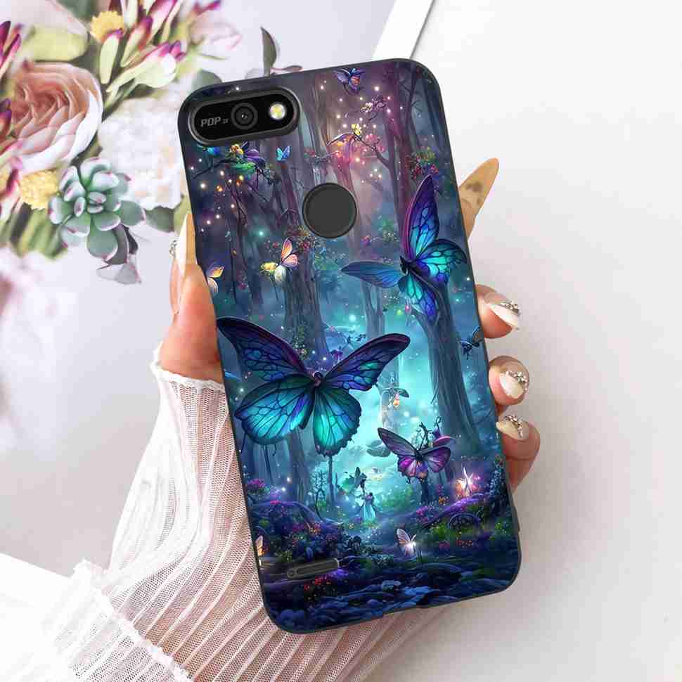 For Tecno Pop 2 F B1c Case Cartoon Lion Butterfly Silicone TPU Black Cover For Tecno Pop 2F POP 2F 5.45" Phone Cases Coque