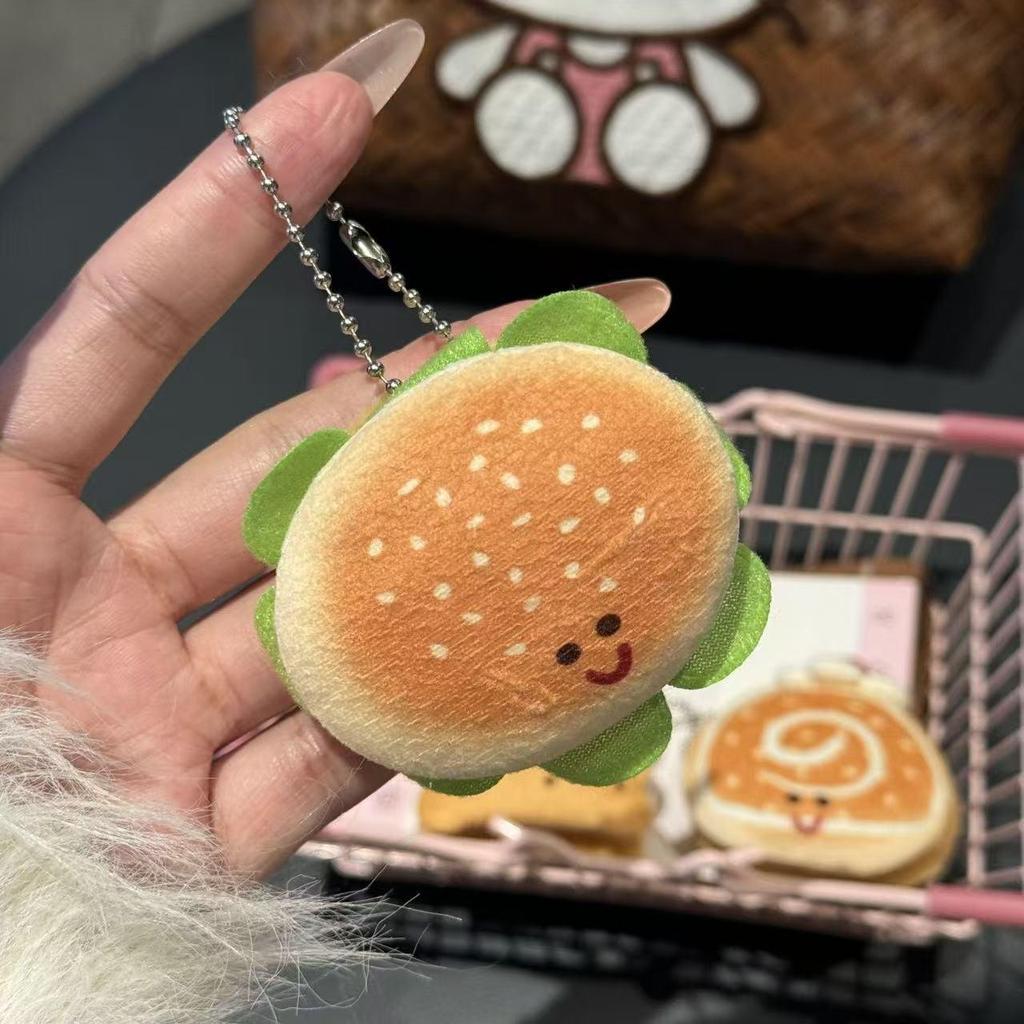 Adorable Double-Layer Cartoon Hamburger Bun Plush Hairpin for Babies