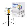 LogiLink LED Ring Light with Selfie Stick Tripod and Bluetooth Remote Control