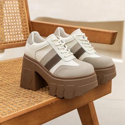 High Heels Damen Frühjahr Neue 11cm Mode frauen Schuhe Plattform Echtem Leder Lace-up Damen Schuhe