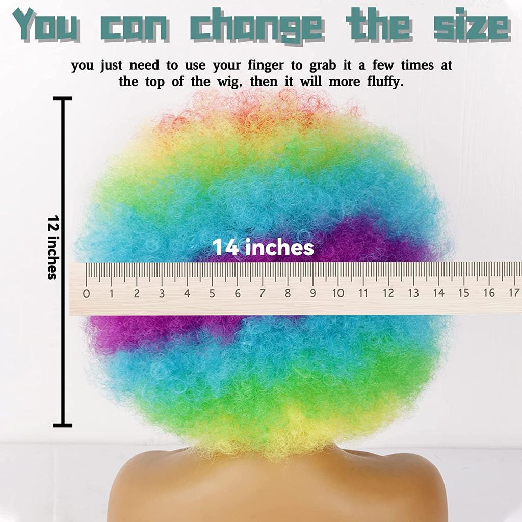 MISSQUEEN Duhová kudrnatá afro paruka pro děti Ženy Kudrnatá afro paruka ze syntetického vlákna Cosplay Denní nošení Kinky Curly Paruka
