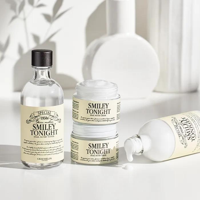 [Nourishing] Smiley Tonight Snail Nourishing Moisturizing 3-Piece Set (Toner 130ml + Emulsion 130ml + Cream 50g)