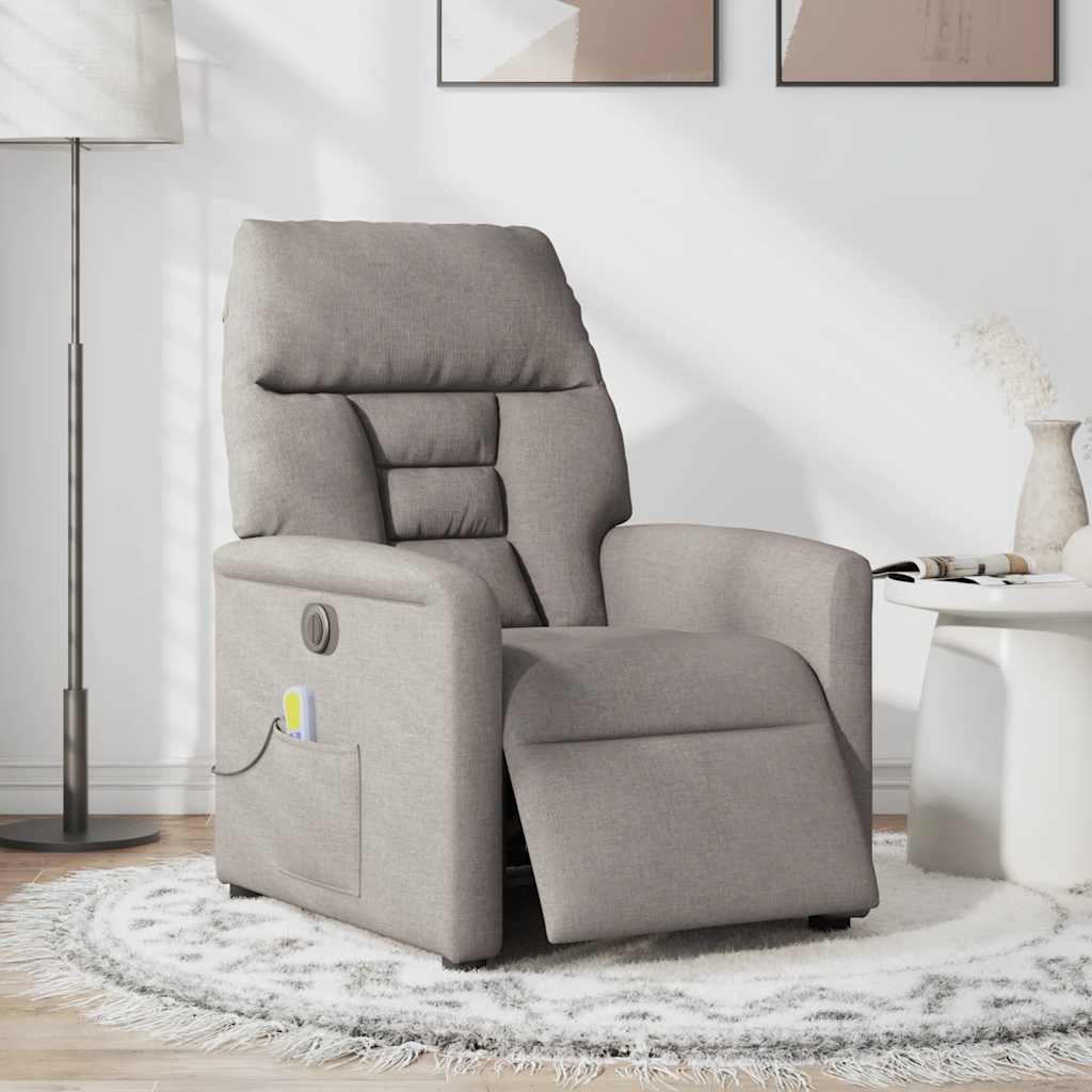 Foldable Massage Armchair, Electric, Taupe Color, Fabric