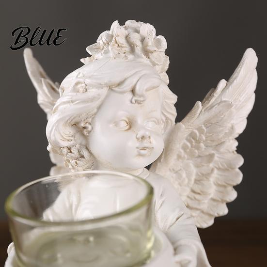 Angel Candle Holder Little Holder Resin Decorative Guardian Tea Light Statue With Retro