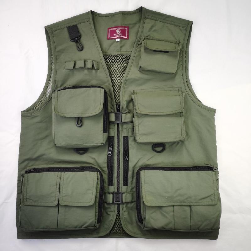 Fiskejacka Snabbtorkande Mesh Västt Multi-Pocket Mesh Väst Utomhusväst Multi Pocket Summer Mesh Väst